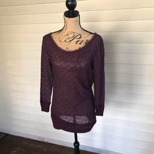 Deletta long knit top - deep plum - L